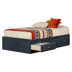 South Shore Twin, Full & Queen Beds>Twin Bed with 3 Drawers Asten - Blueberry