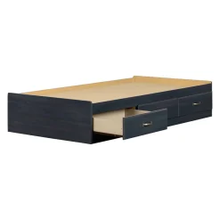 South Shore Twin, Full & Queen Beds>Twin Bed with 3 Drawers Asten - Blueberry