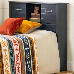 South Shore Twin Bookcase Headboard with Doors - Ulysses Blueberry