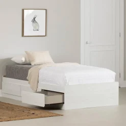 South Shore Twin Mates Bed - Hazen White Pine