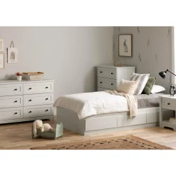 South Shore Twin Mates Bed - Hazen White Pine