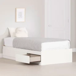 South Shore Twin Mates Bed with 3 Drawers - Hourra Pure White