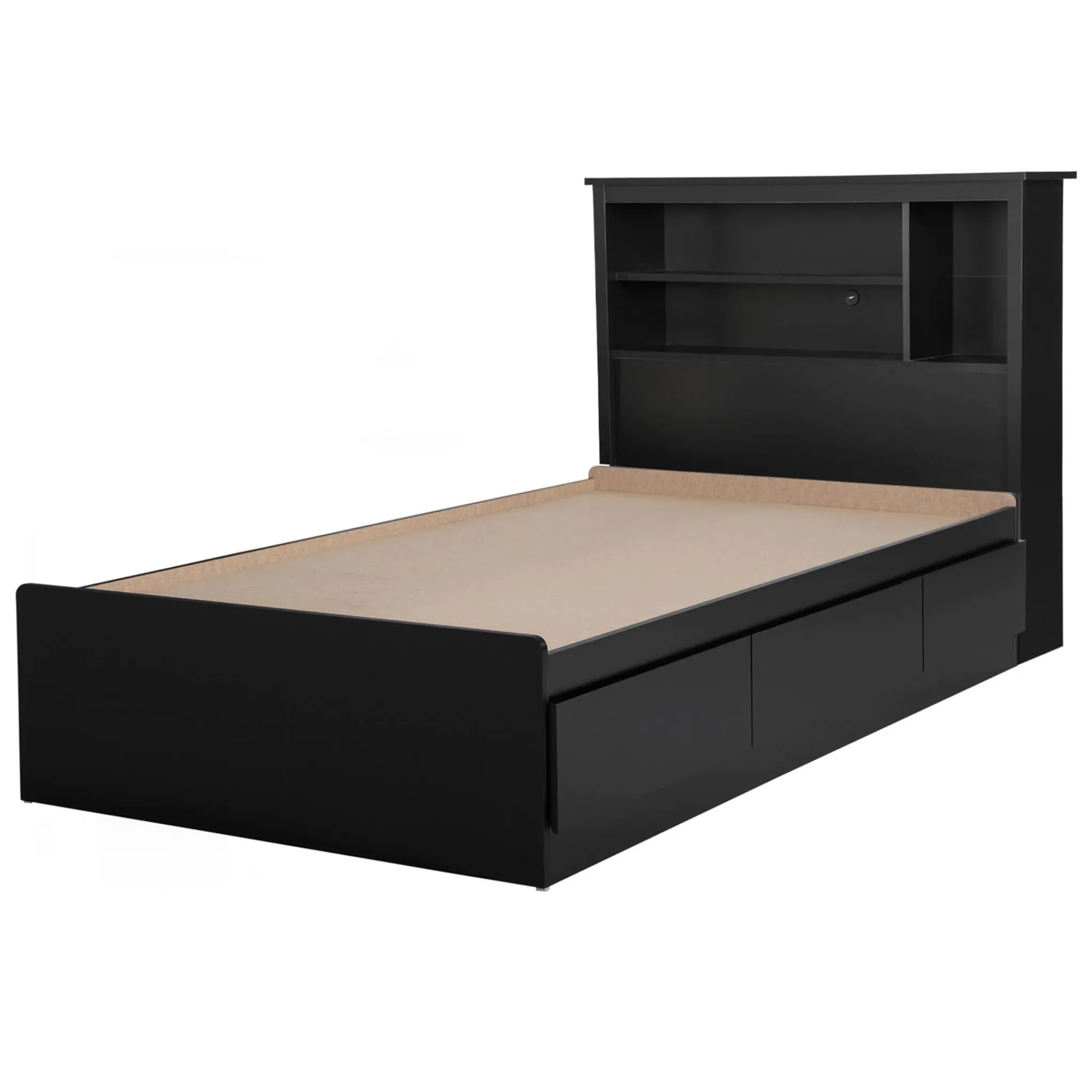 South Shore Twin, Full & Queen Beds>Twin Mates Bed With Bookcase Headboard Set - Vito Pure Black