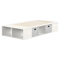 South Shore Twin, Full & Queen Beds>Twin Platform Bed with Baskets Flexible - Pure White