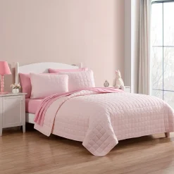 Kids Cathay Home Comforters & Quilts|Twin Bedding>Twin Quilt Set - Blush