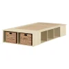 South Shore Twin, Full & Queen Beds>Twin Storage Bed with Baskets - Avilla Bleached Oak