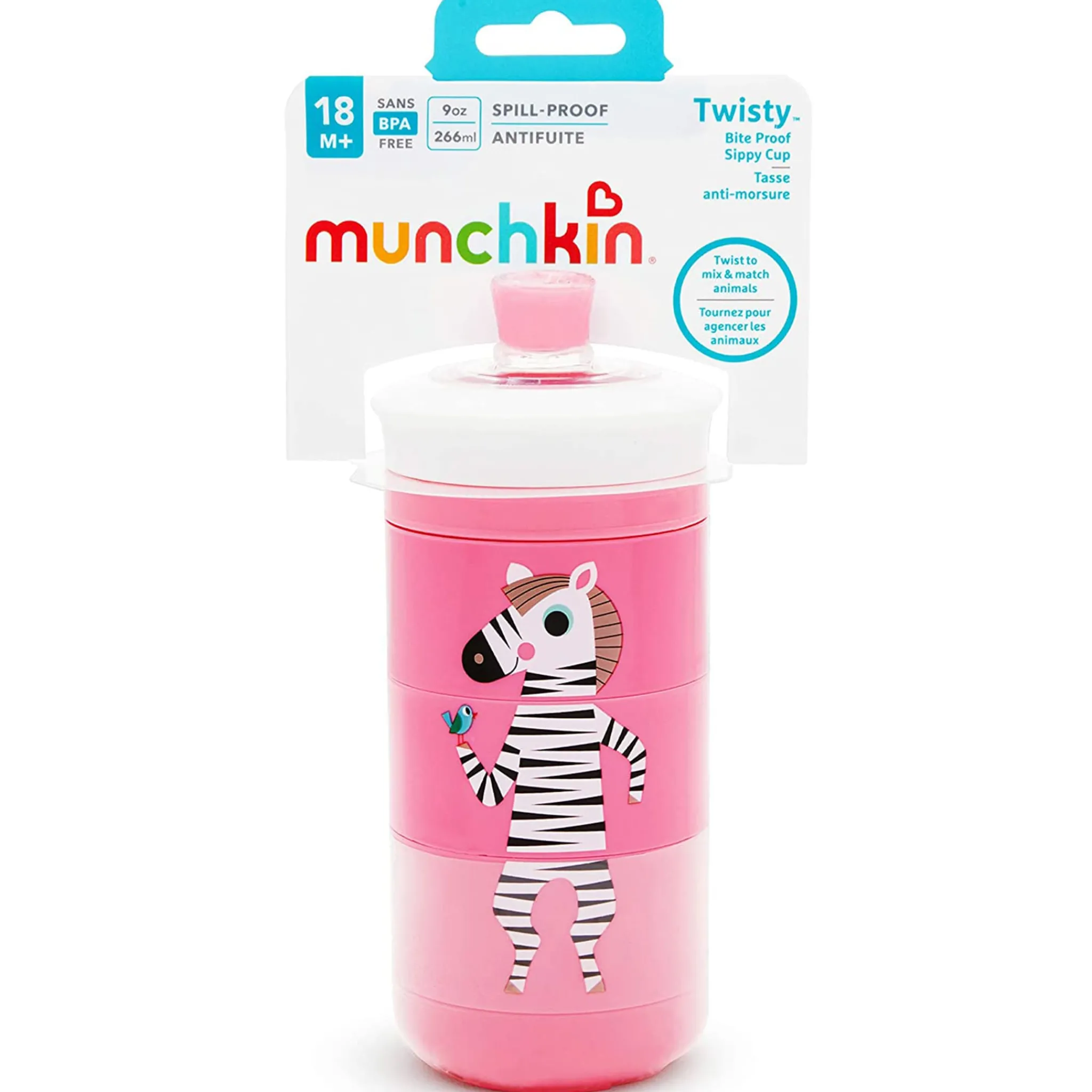 Kids Munchkin Twisty 9oz Sippy Cup - Pink Animal