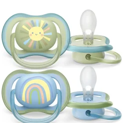 Philips Avent Ultra Air Pacifier 0-6m Smiling Sun / Blue Rainbow 2-pack