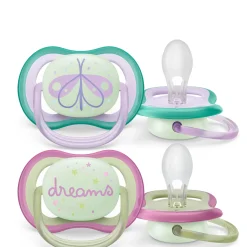 Philips Avent Ultra Air Pacifier Nighttime 0-6m Lilac Dragonfly/Dreams 2-pack