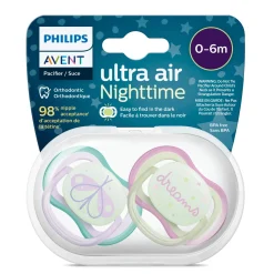 Philips Avent Ultra Air Pacifier Nighttime 0-6m Lilac Dragonfly/Dreams 2-pack