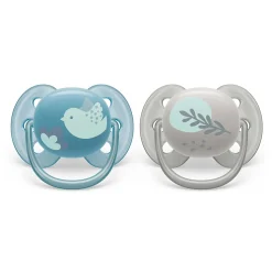 Philips Avent Pacifiers & Clips|Pacifiers & Clips>Ultra Soft Pacifier 6-18m Blue Dove / Silver Leaf 2-pack
