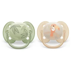 Philips Avent Pacifiers & Clips|Pacifiers & Clips>Ultra Soft Pacifier 0-6m Toucan / Green Leaves 2-pack