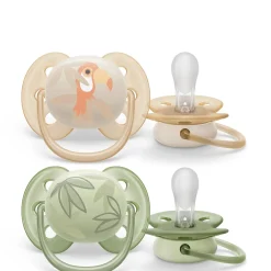 Philips Avent Pacifiers & Clips|Pacifiers & Clips>Ultra Soft Pacifier 0-6m Toucan / Green Leaves 2-pack