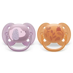 Philips Avent Ultra Soft Pacifier 6-18m Violet Puppy / Orange Leaves 2-pack