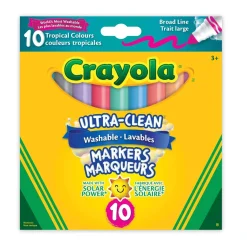 Kids Crayola Diy & Activities>Ultra-Clean Washable Broad Line Markers, Tropical Colours, 10 Count