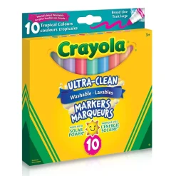 Kids Crayola Diy & Activities>Ultra-Clean Washable Broad Line Markers, Tropical Colours, 10 Count