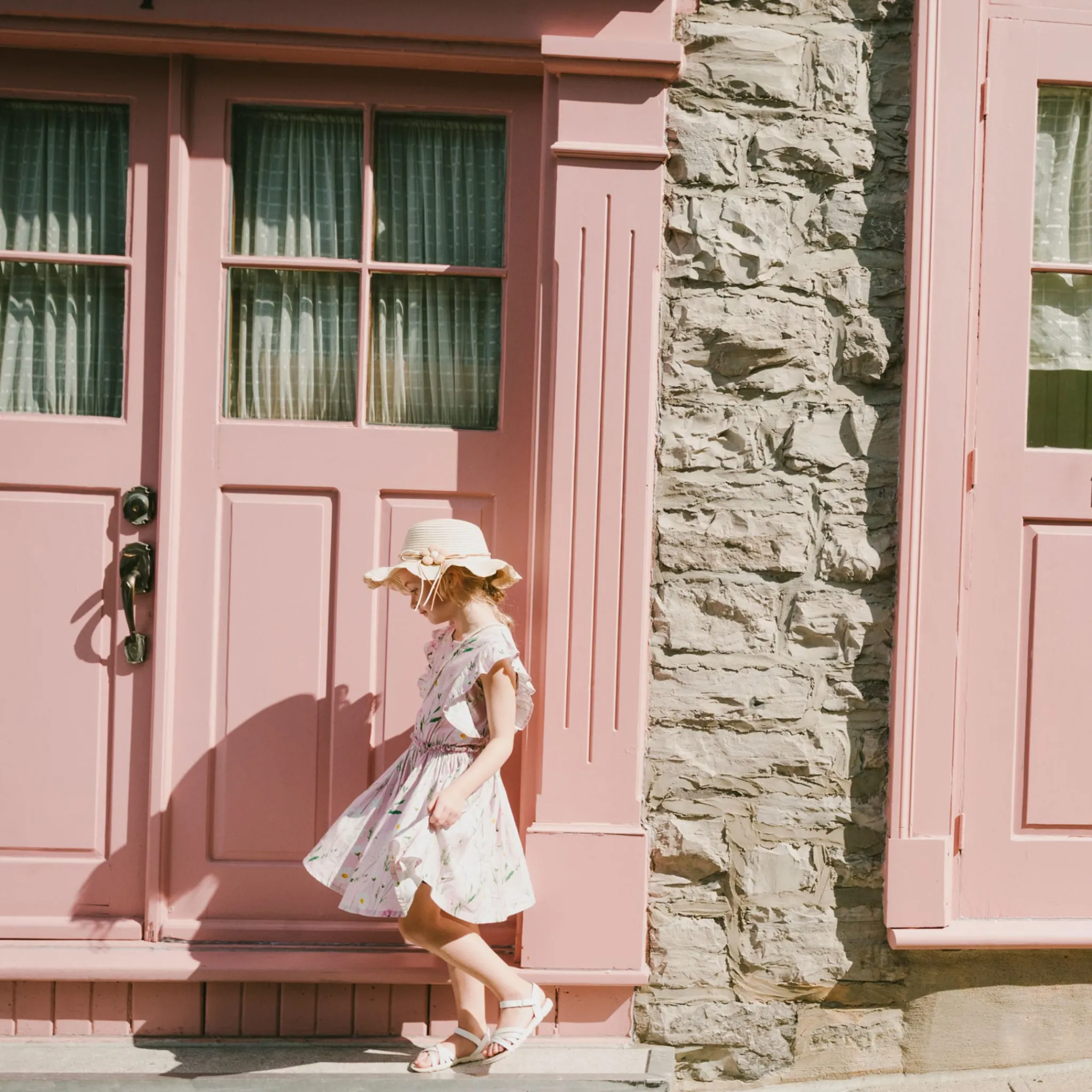 Kids Deux par Deux Dresses & Rompers>Under My Straw Hat Dress 7-10