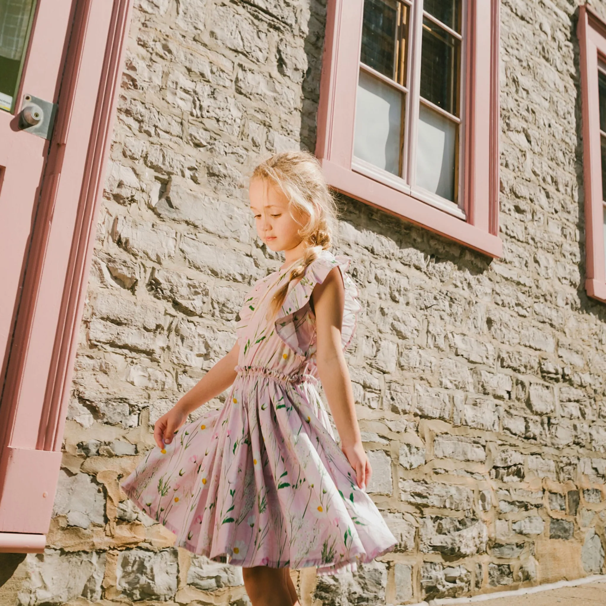 Kids Deux par Deux Dresses & Rompers>Under My Straw Hat Dress 3-6