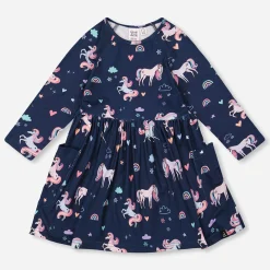 Kids Deux par Deux Dresses & Rompers>Unicorns Dress 7-10