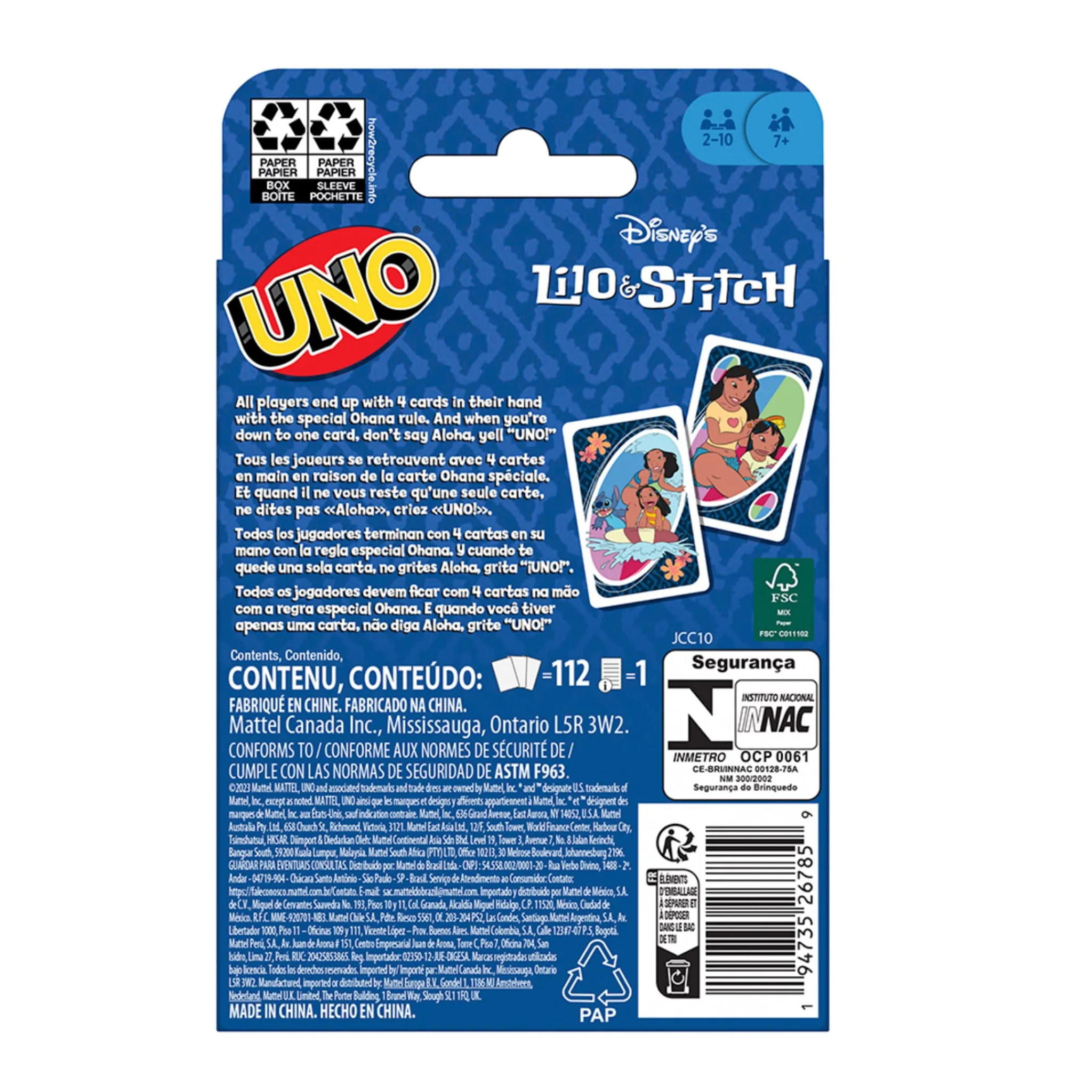 Kids Kid Jouets Uno - Lilo & Stitch