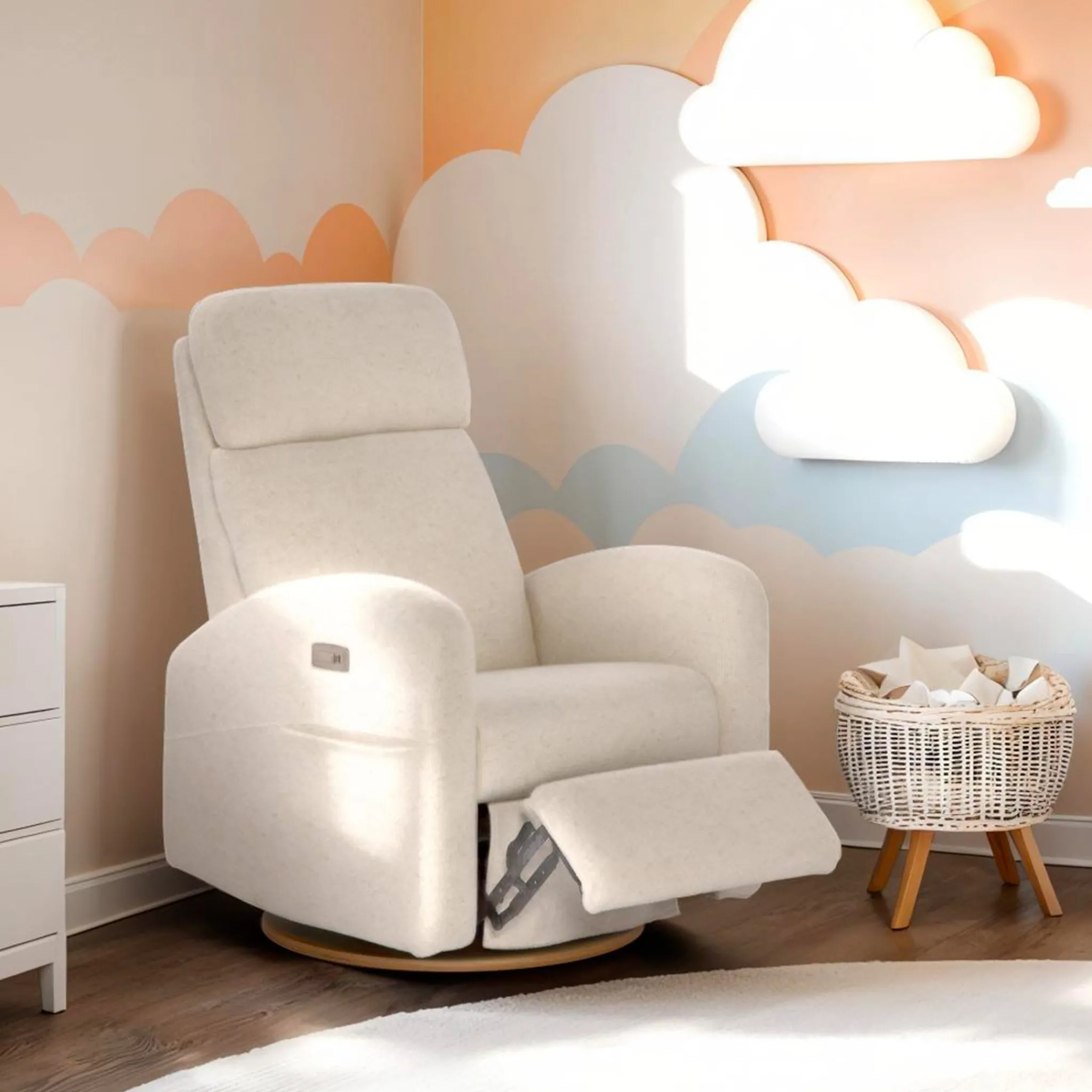 Jaymar BB Upholstered Rocking Armchair Swivel, Glider, Recliner Hailey - Henequen Motorized Electric