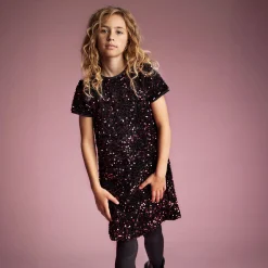 Kids Creamie Dresses & Rompers>Velour Sequins Dress 7-14