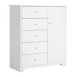South Shore Vito Door Chest with 5 Drawers - Pure White