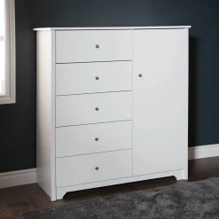 South Shore Vito Door Chest with 5 Drawers - Pure White
