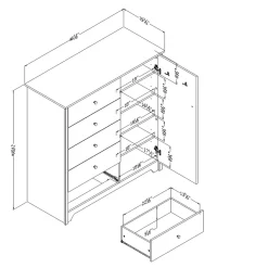 South Shore Vito Door Chest with 5 Drawers - Pure White