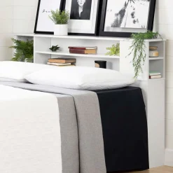 South Shore Twin, Full & Queen Beds>Vito Double Bookcase Headboard - Pure White