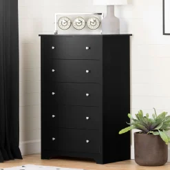 South Shore Storage Furniture>Vito 5-Drawer Chest - Pure Black