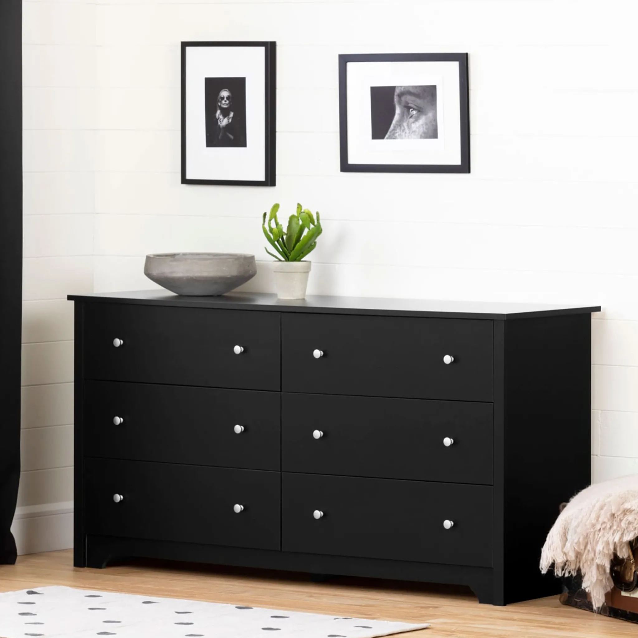 South Shore Vito 6-Drawer Double Dresser - Pure Black