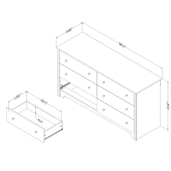 South Shore Vito 6-Drawer Double Dresser - Pure Black