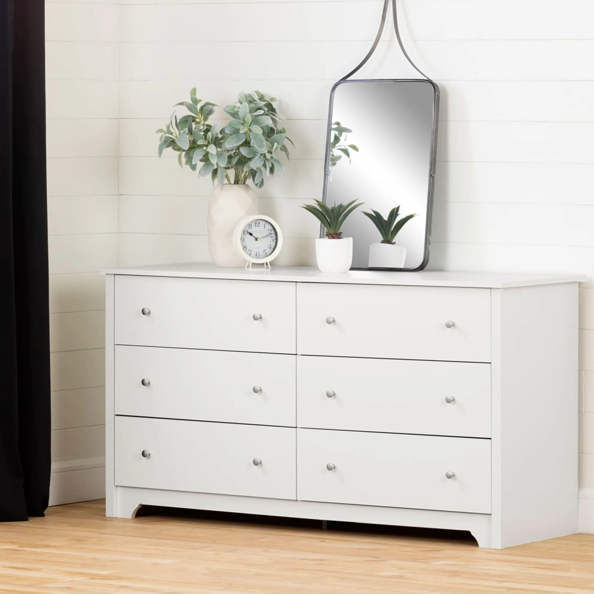 South Shore Storage Furniture>Vito 6-Drawer Double Dresser - Pure White
