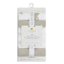Kids Piccolo Bambino Towels & Wipes|Towels & Wipes>Washcloths (12)-teddy Beige