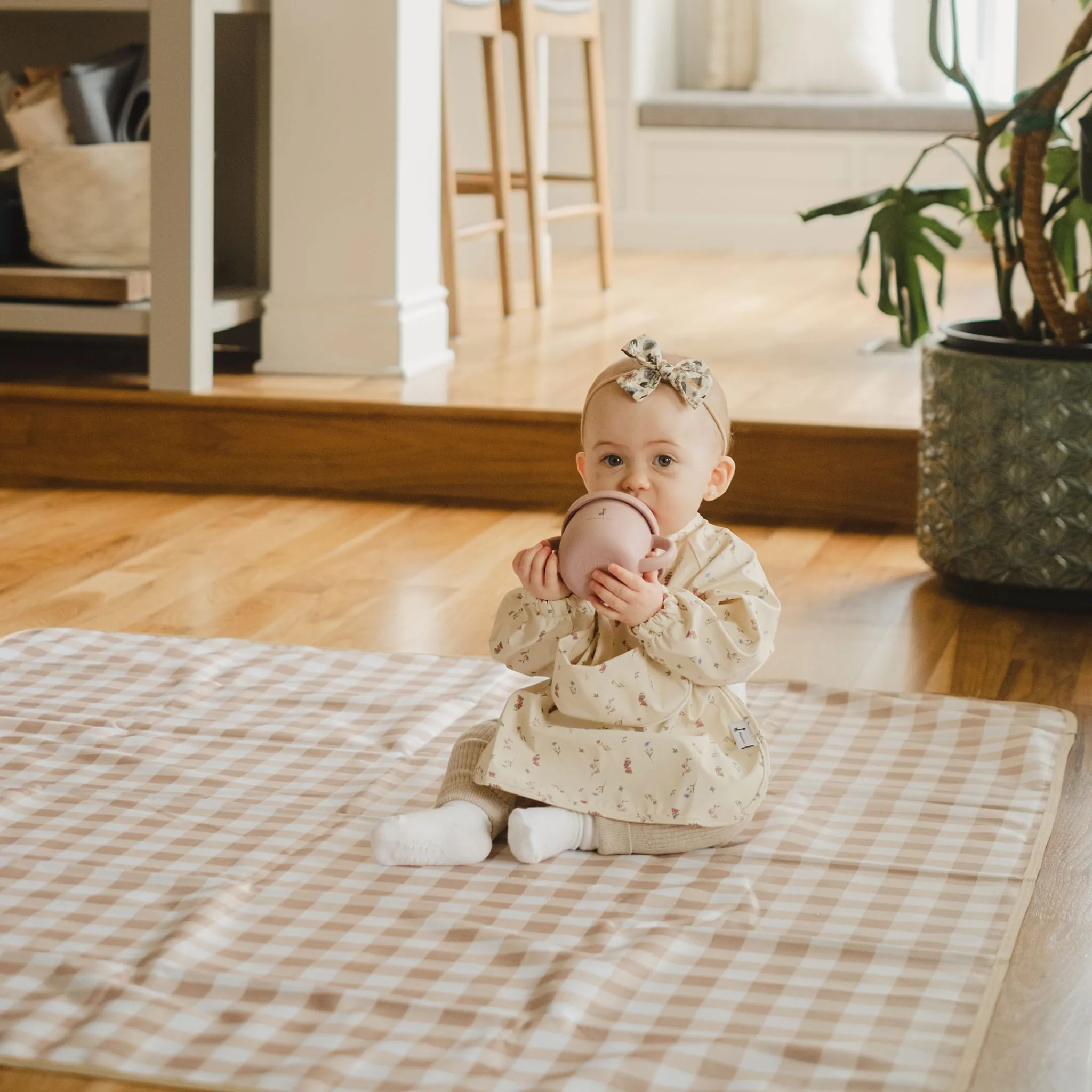 Micasso Waterproof Multi-Purpose Floor Mat - Caramel Gingham