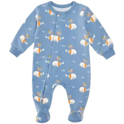 BOY Colle Colle Preemie Clothing|Pajamas>Whales Magnetic Pajamas Premature-12m