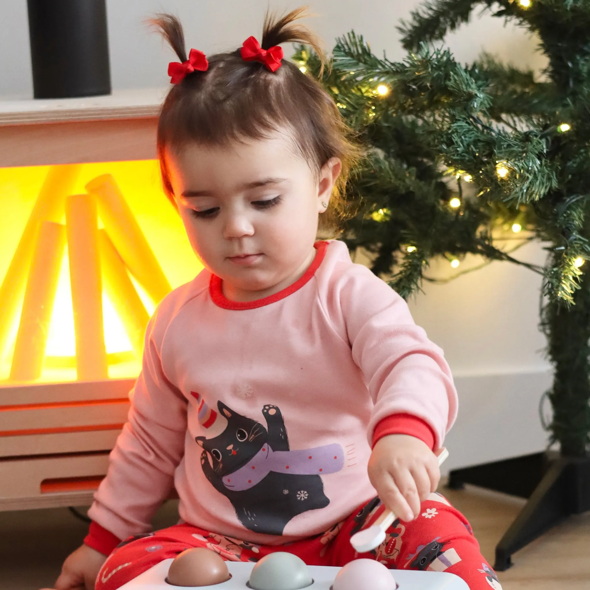 Kids Roche Ciseaux Pajamas & Bathrobes>Winter Cats Pajamas 2-14y