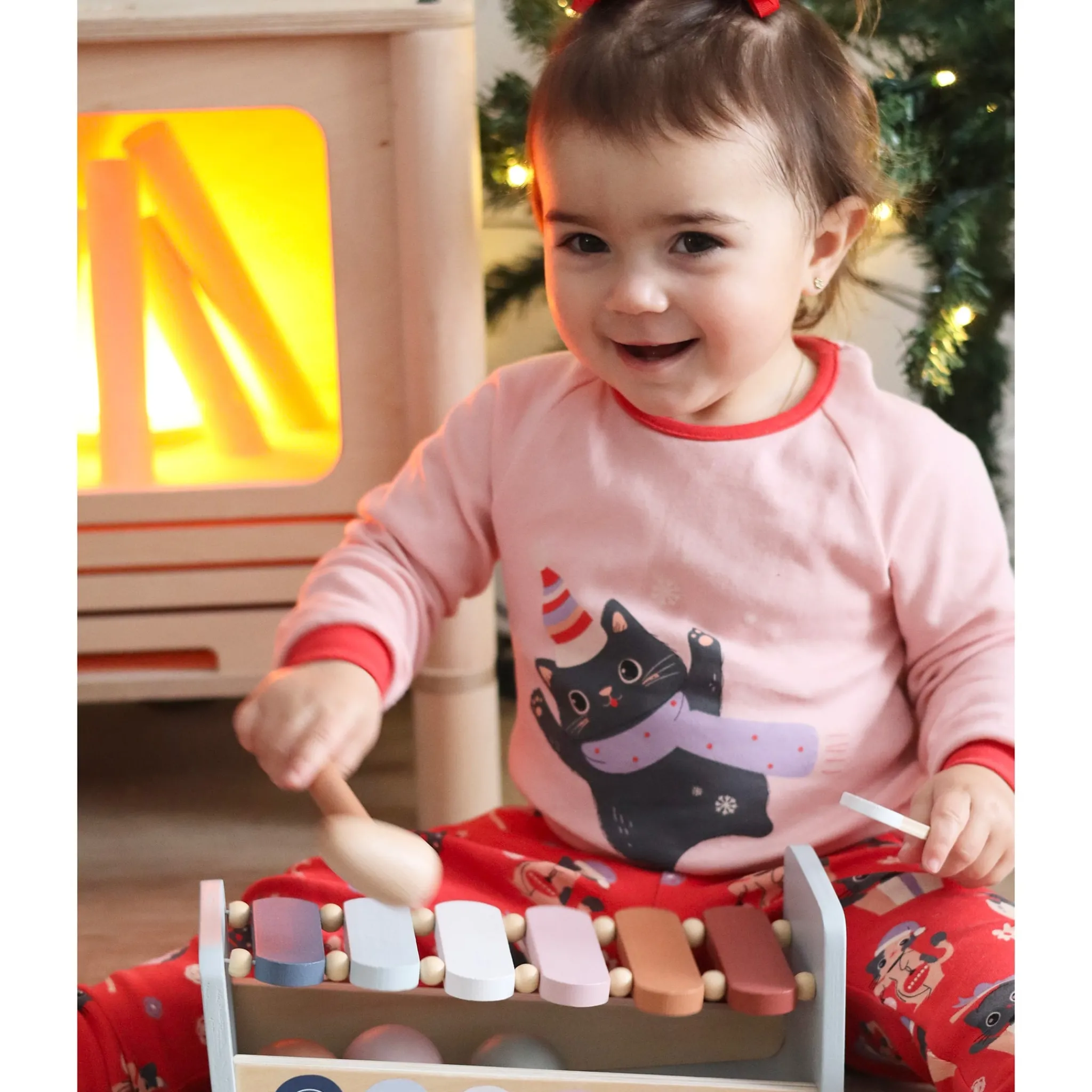 Kids Roche Ciseaux Pajamas & Bathrobes>Winter Cats Pajamas 2-14y