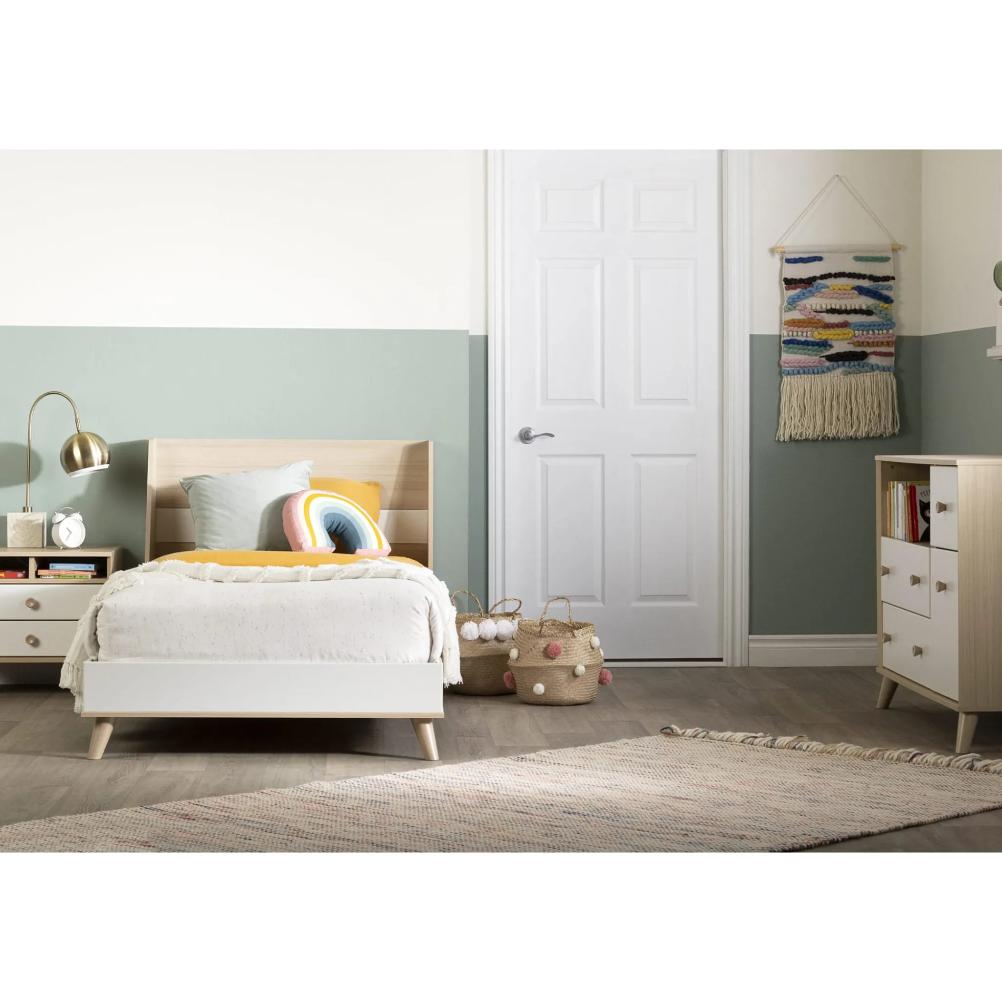 South Shore Changing Tables>Yodi Changing Table with Drawers - Soft Elm and Pure White