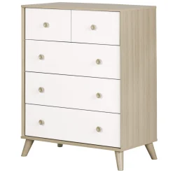South Shore Storage Furniture>Yodi 5-Drawer Chest - Soft Elm and Pure White