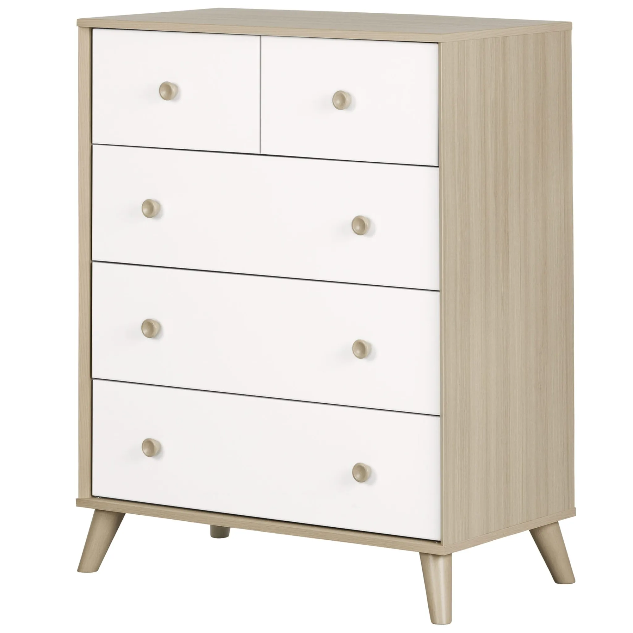 South Shore Storage Furniture>Yodi 5-Drawer Chest - Soft Elm and Pure White