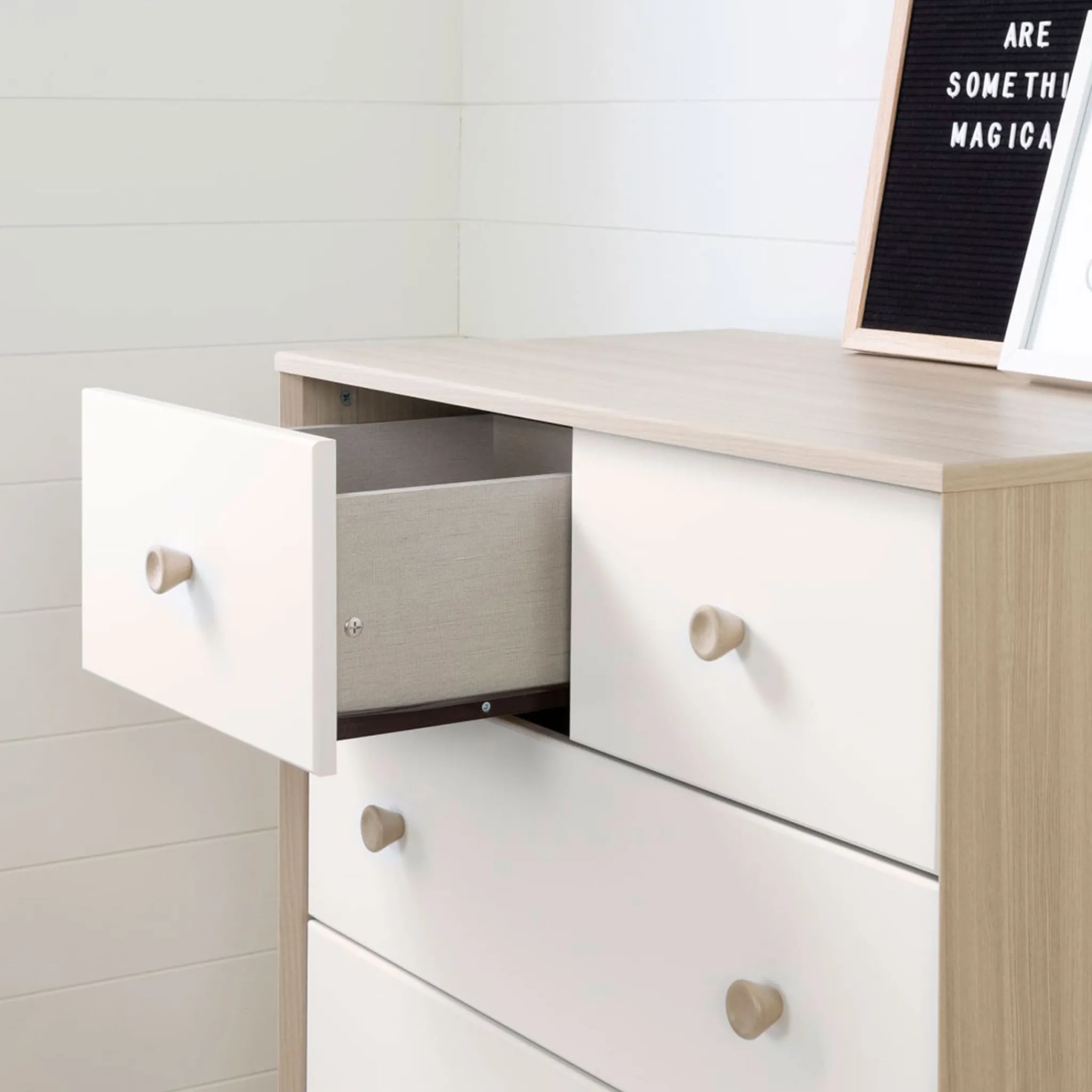 South Shore Storage Furniture>Yodi 5-Drawer Chest - Soft Elm and Pure White