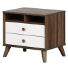 South Shore Yodi Nightstand - Natural Walnut / White