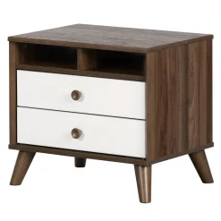 South Shore Yodi Nightstand - Natural Walnut / White