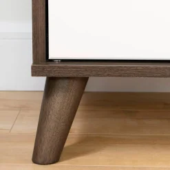 South Shore Yodi Nightstand - Natural Walnut / White