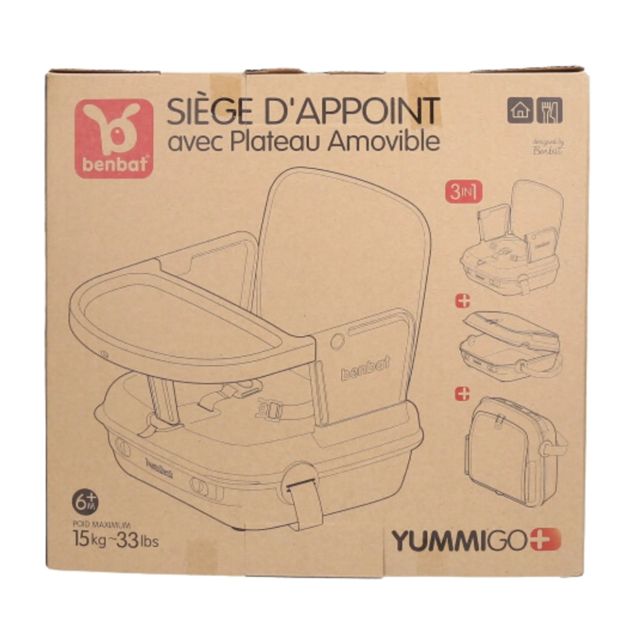 Benbat High Chairs & Booster Seats|High Chairs & Booster Seats>YummiGo+ Feed & Go Booster – Cashmere Beige