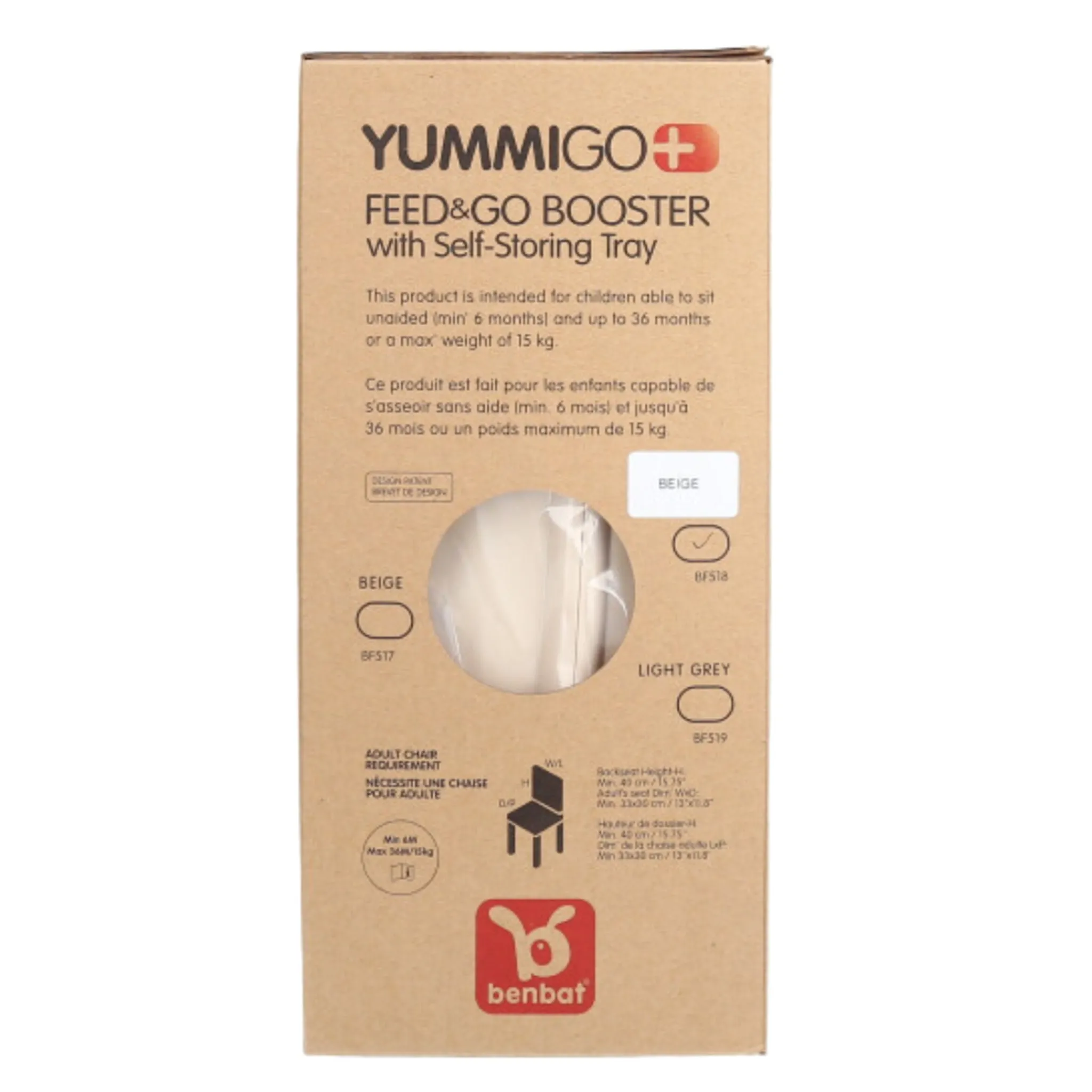 Benbat High Chairs & Booster Seats|High Chairs & Booster Seats>YummiGo+ Feed & Go Booster – Cashmere Beige