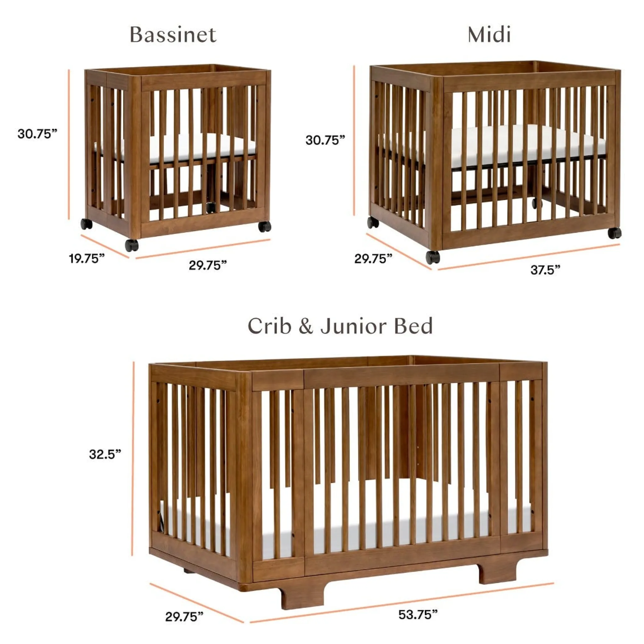 Babyletto Yuzu 8-in-1 Convertible Crib - Walnut