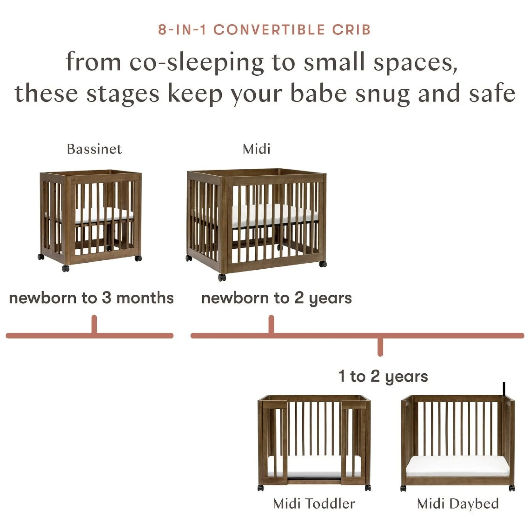 Babyletto Yuzu 8-in-1 Convertible Crib - Walnut
